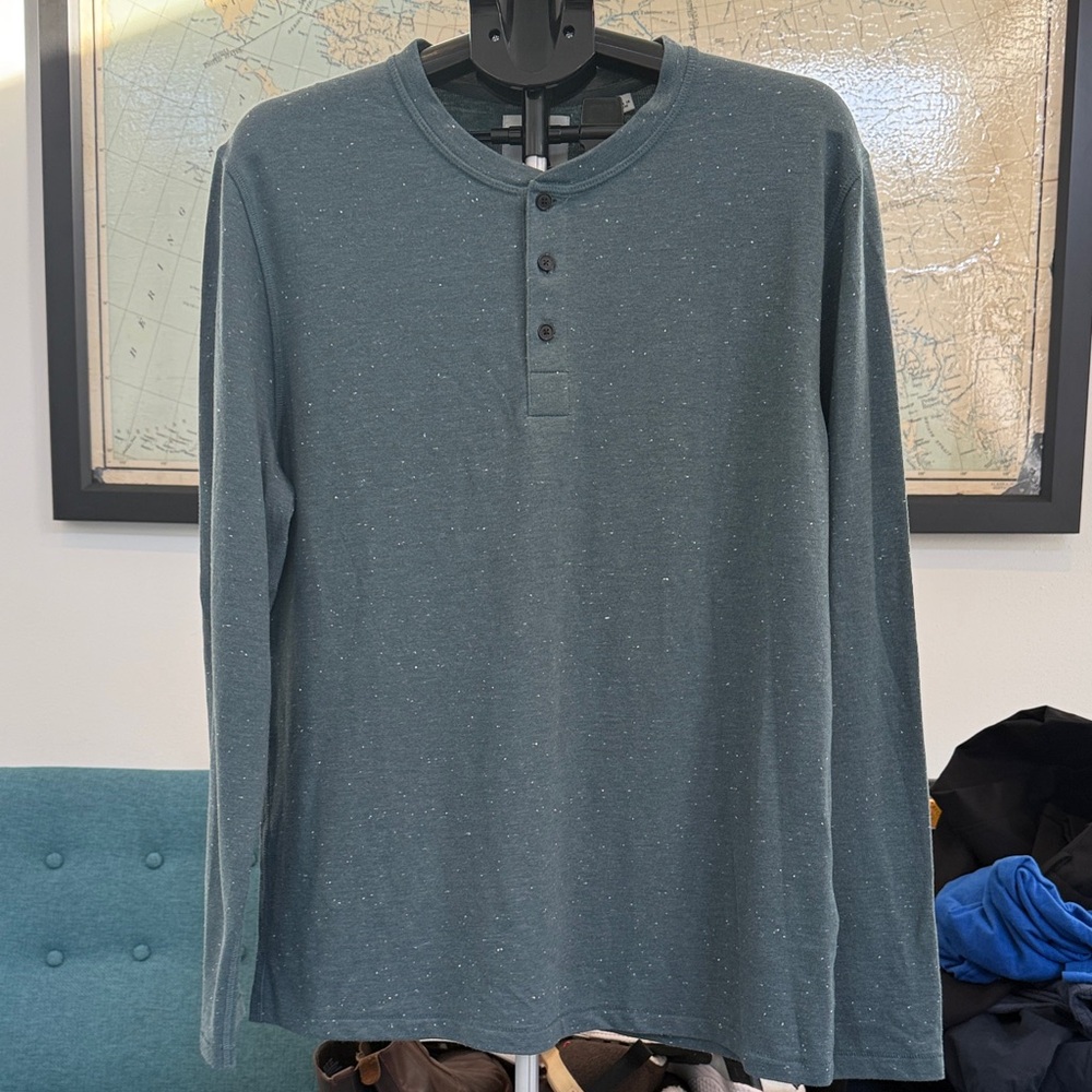 Like New Billy Reid Teal Long Sleeve Henley